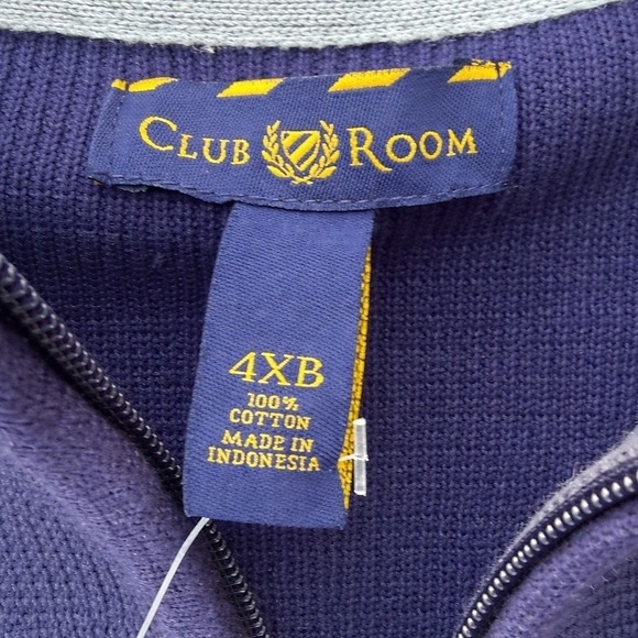 Club Room Mens 4XB Navy Blue Full Zip Cotton Sweater Waffle Knit 26327BNB28 NWT - Picture 4 of 8